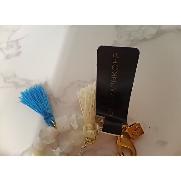 NEW Rebecca Minkoff Layered White & Turquoise Boho Bracelet - Picture 2 of 3